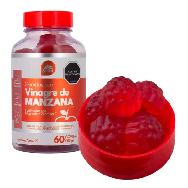 gomas de vinagre de manzana satibo – 60 gomitas