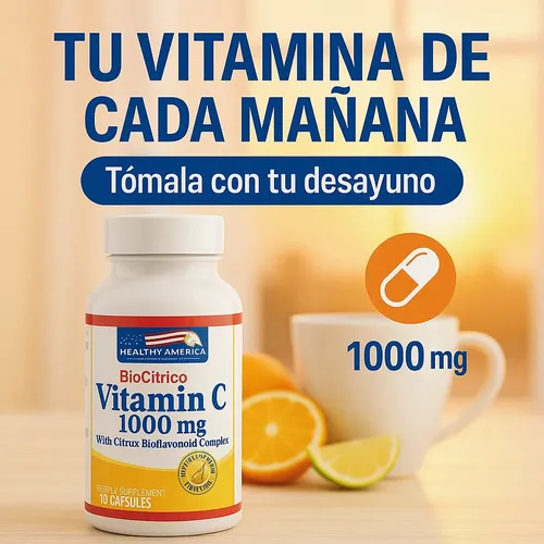 vitamina c 1000 mg + bioflavonoides healthy america – 100 cápsulas