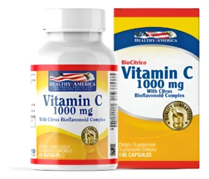 vitamina c 1000 mg + bioflavonoides healthy america – 100 cápsulas