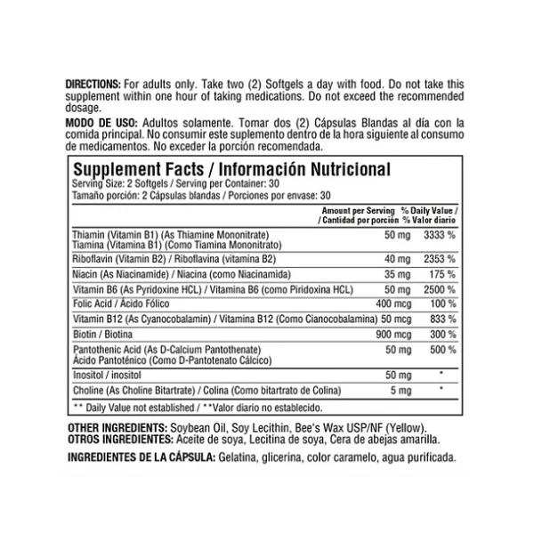 complejo b50 complex complete 60softgels healthy america